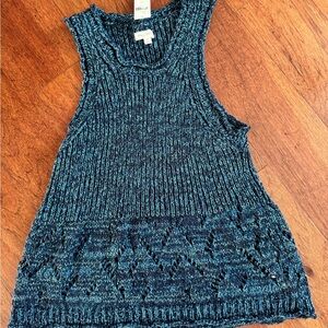 Pilcro Blue Knit Sleeveless Top